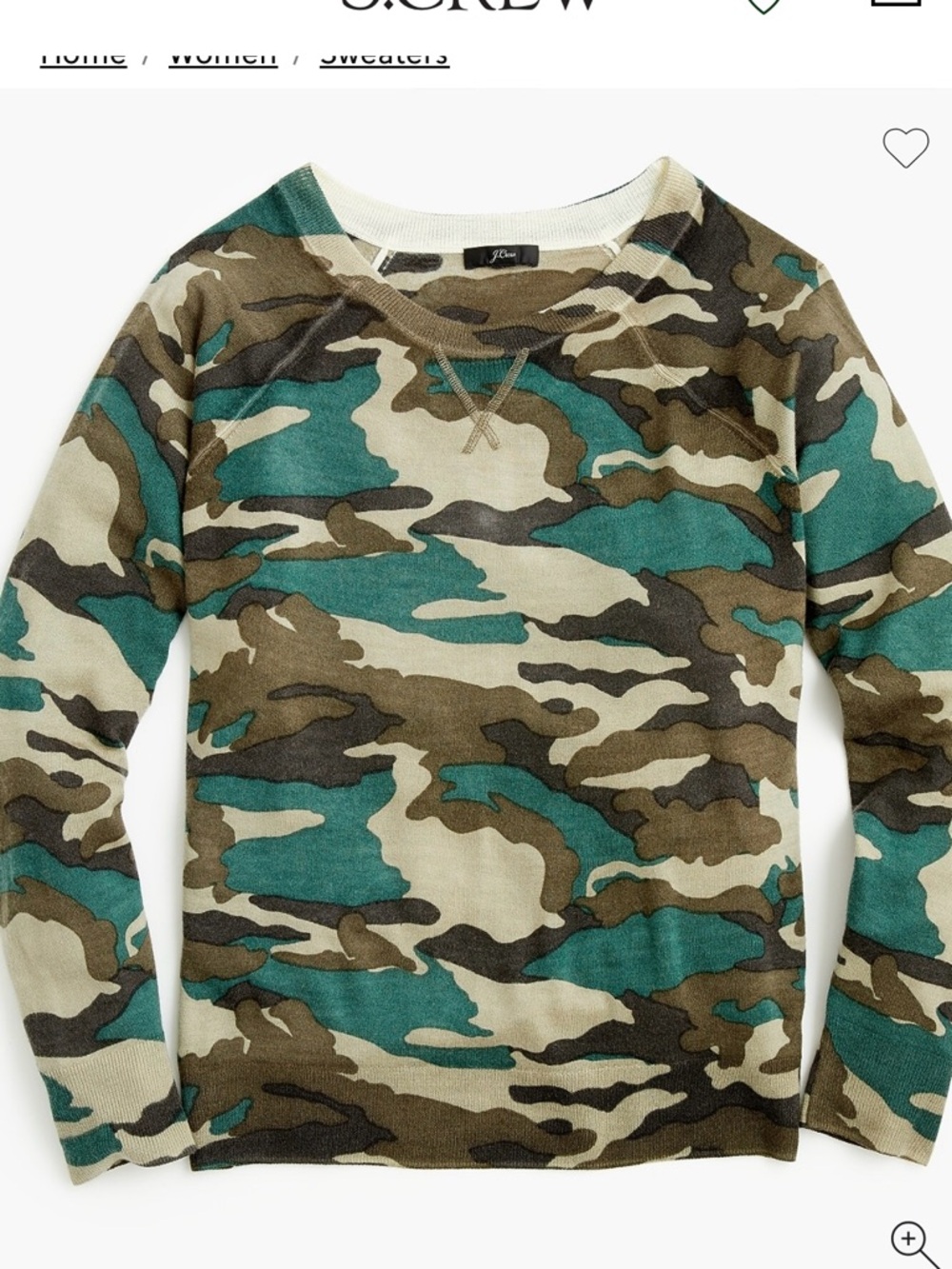 J Crew Camo sweater merino wool size XS